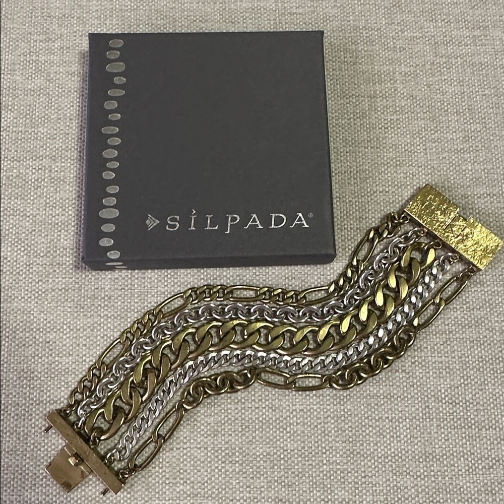 Silpada KR Tough Luxe Bracelet Two Tone .925 Silver/Brass KRB0002